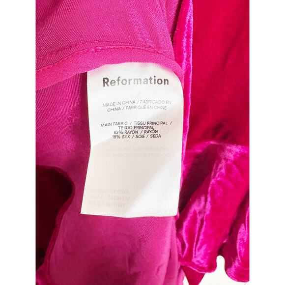 Reformation Winola Maxi Dress Size Small Rhubarb Red Velvet Ruffle Wedding - Picture 6 of 15